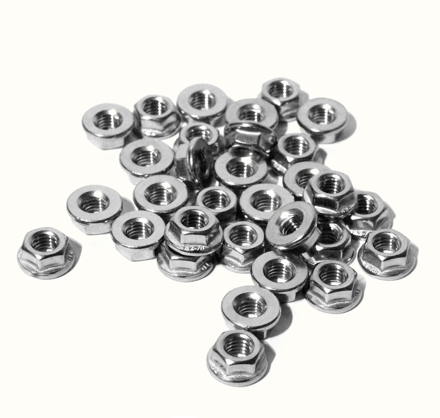 Flanschmuttern ohne Sperrverzahnung (Glatt) M16 DIN 6923 Edelstahl A2 V2A M16 25 Stück