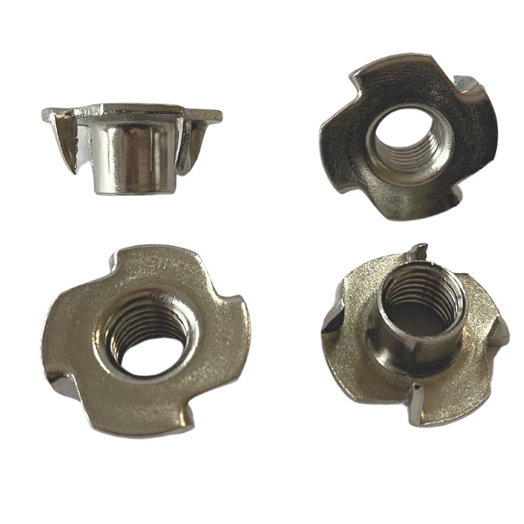 Einschlagmuttern M 4 25 Stück (4 Einschlagspitzen als Mitdrehsicherung, Gewinde metrisch) M4 - M12 - Edelstahl Muttern - Zackenmuttern - A2 V2A rostfreier Edelstahl -  M4 25