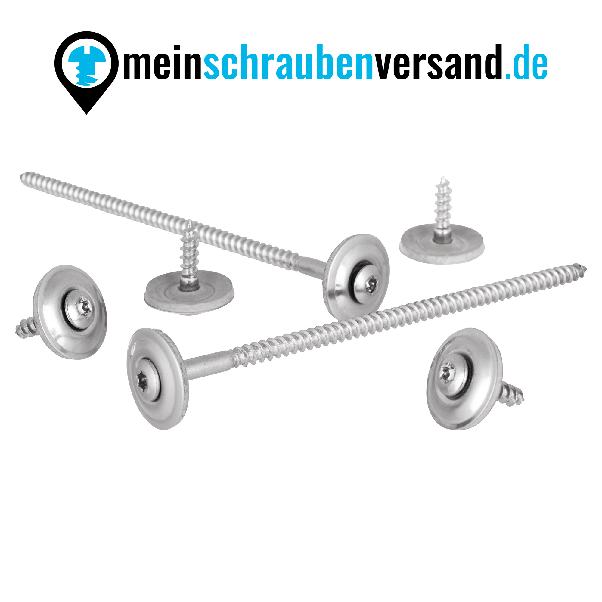 Spenglerschrauben DIN 7995 TX EPDM-Dichtscheibe Torx Neopren-Gummidichtung rostfreier A2 Edelstahl 4,5 x 80 mm - 20 mm 100 Stück