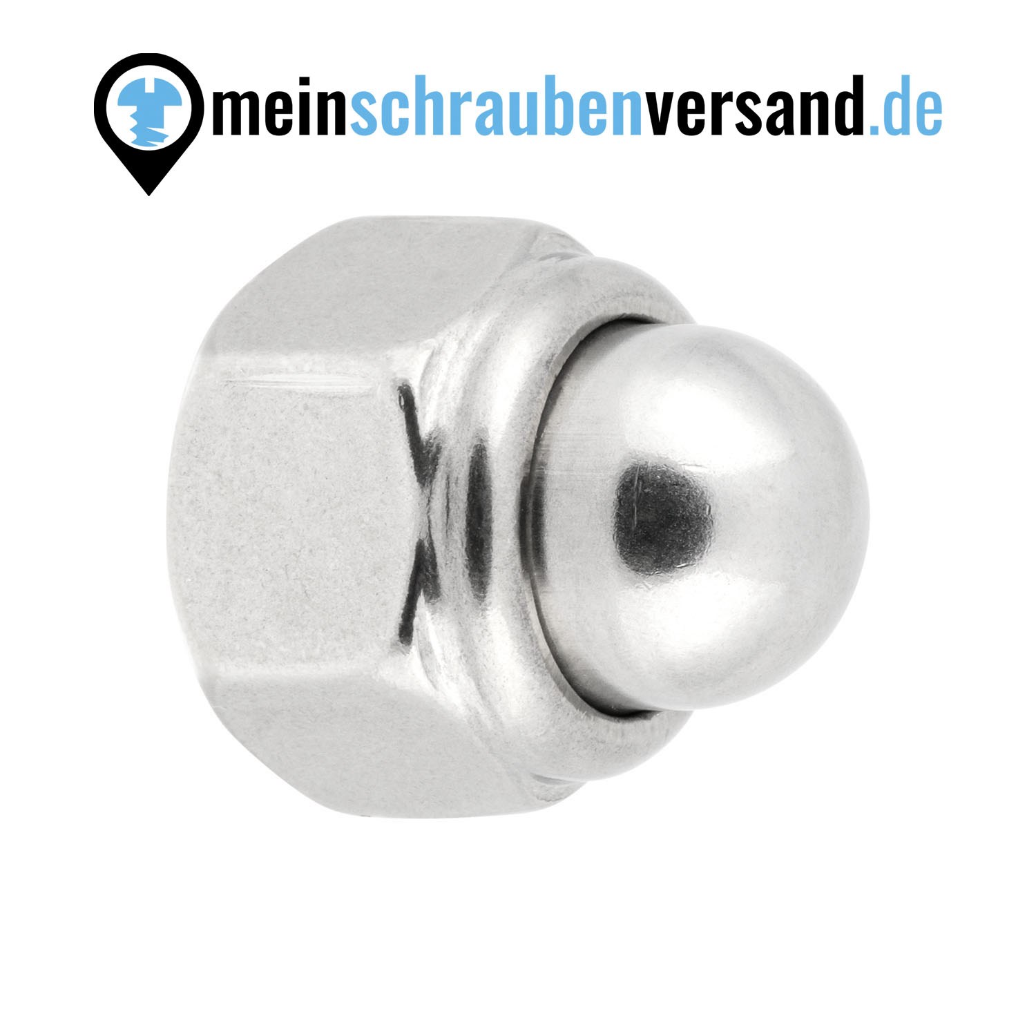 Sechskant Hutmuttern M16 100 Stück DIN 986 (selbstsichernd) M4 - M16 - Stopmuttern - Kappenmuttern A2 V2A rostfreier Edelstahl