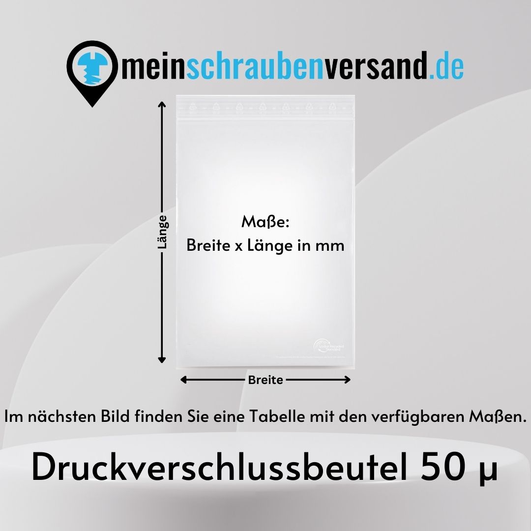 LDPE-Druckverschlussbeutel 50 µ 85 x 180 mm 100 Stück
