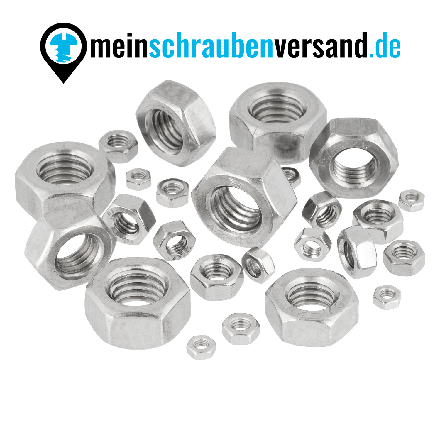 Sechskantmuttern M5 50 Stück DIN 934 (standrad Ausführung) M3 - M12 - ISO 4032 - Edelstahlmuttern - Schraubenmuttern - A2 V2A rostfreier Edelstahl