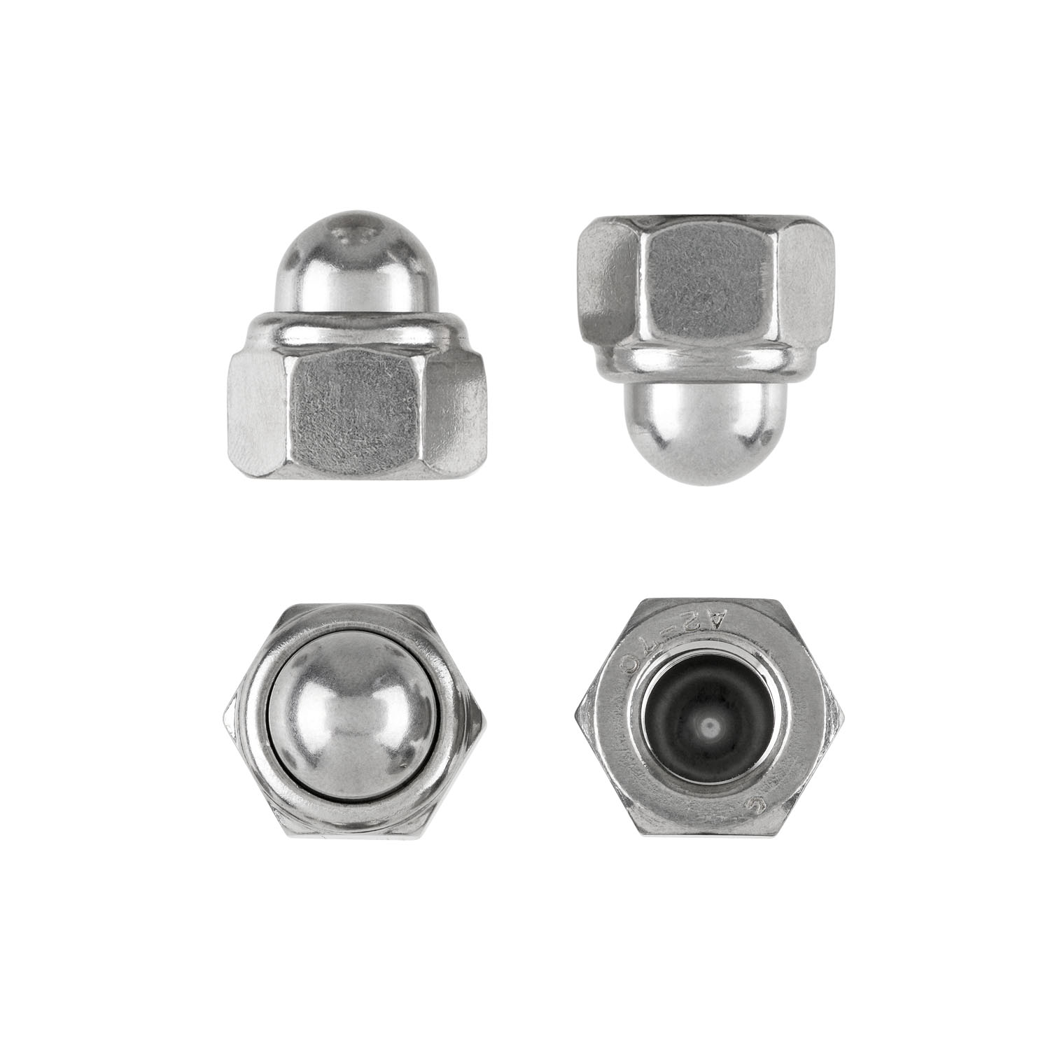 Sechskant Hutmuttern M16 50 Stück DIN 986 (selbstsichernd) M4 - M16 - Stopmuttern - Kappenmuttern A2 V2A rostfreier Edelstahl