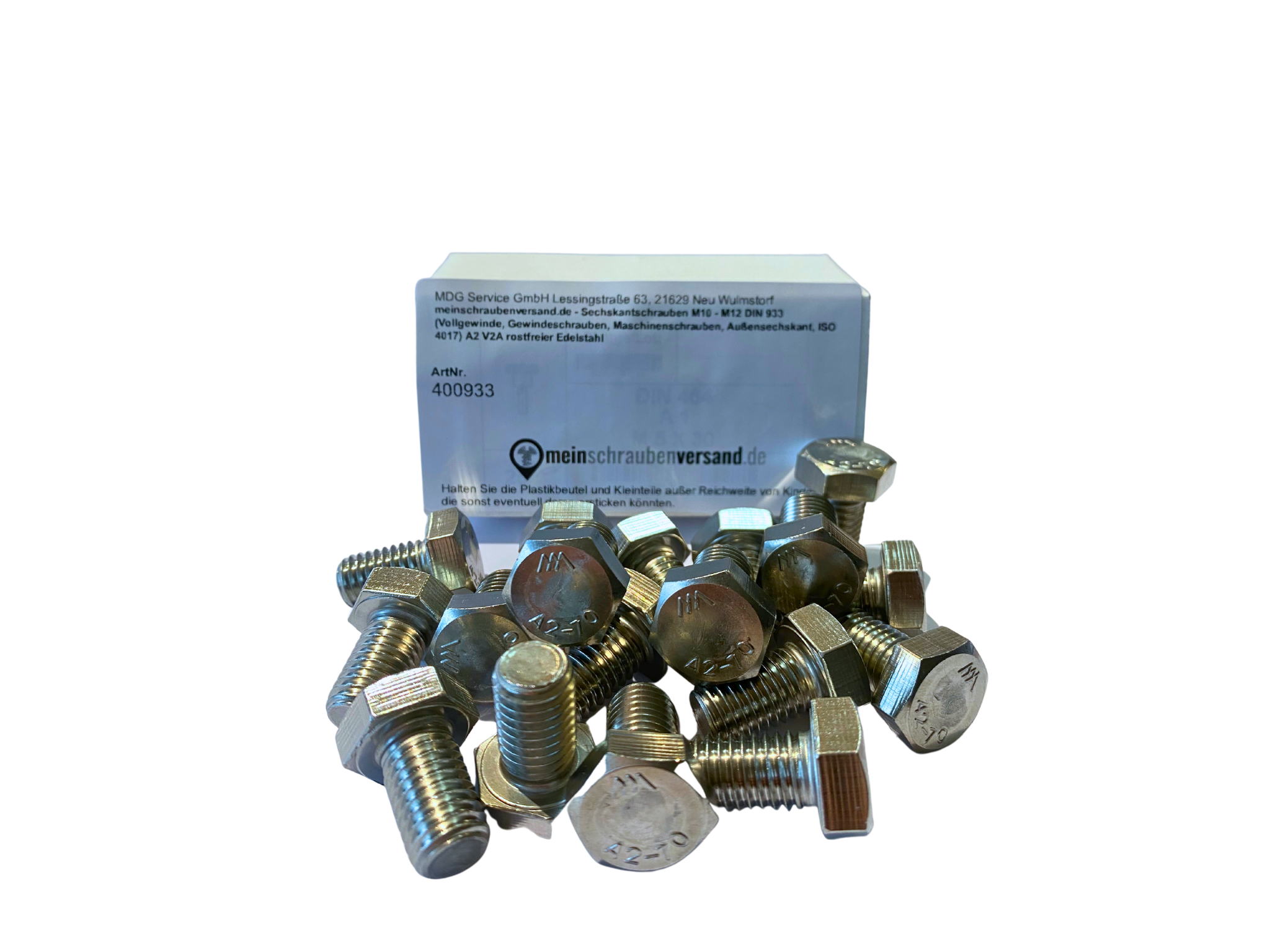 Sechskantschrauben M6x45 50 Stück DIN 933 (Vollgewinde, Gewindeschrauben, Maschinenschrauben, Außensechskant, ISO 4017) A2 V2A rostfreier Edelstahl M6 x 45