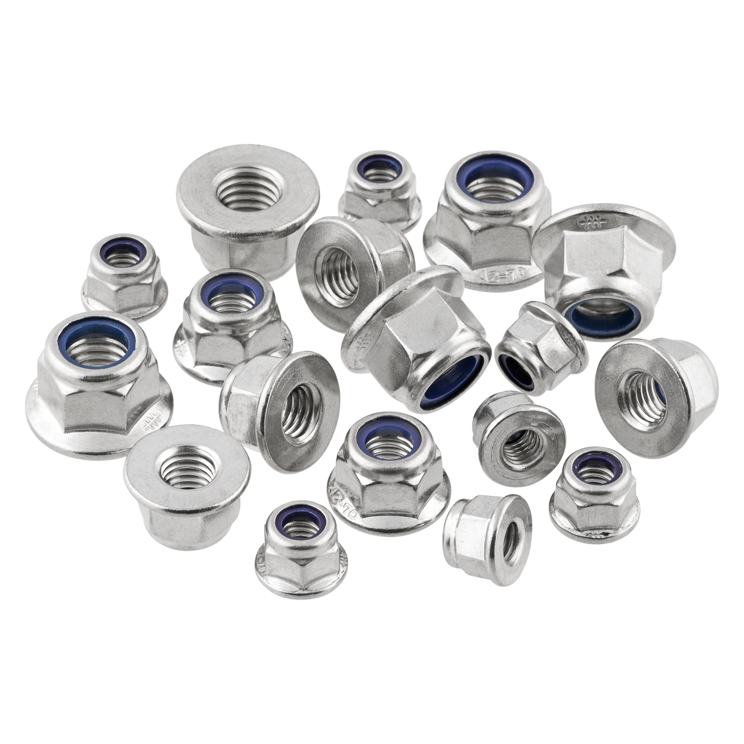 Flanschmuttern M3 100 Stück DIN 6926 (selbstsichernd) M3 - M12 - Edelstahlmuttern - Stoppmuttern - Klemmmuttern - Sechskantmuttern - Flansch - A2 V2A rostfreier Edelstahl