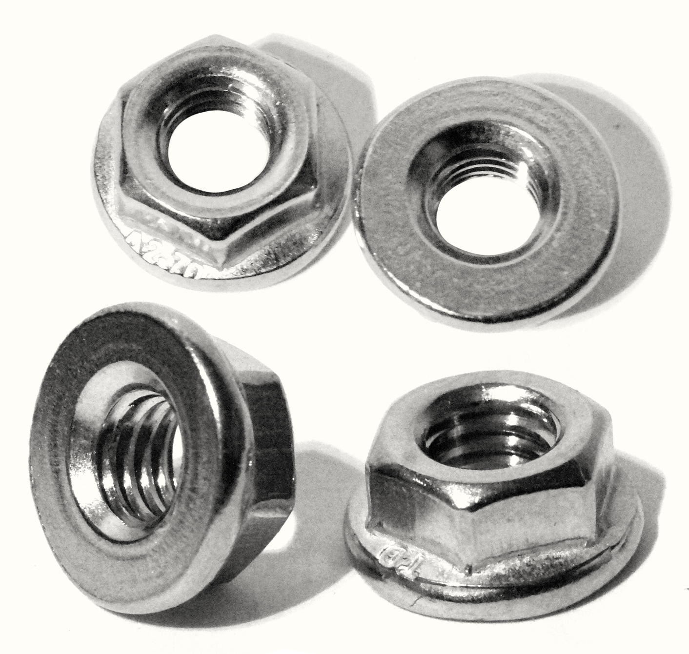 Flanschmuttern ohne Sperrverzahnung (Glatt) M10 DIN 6923 Edelstahl A2 V2A M10 100 Stück