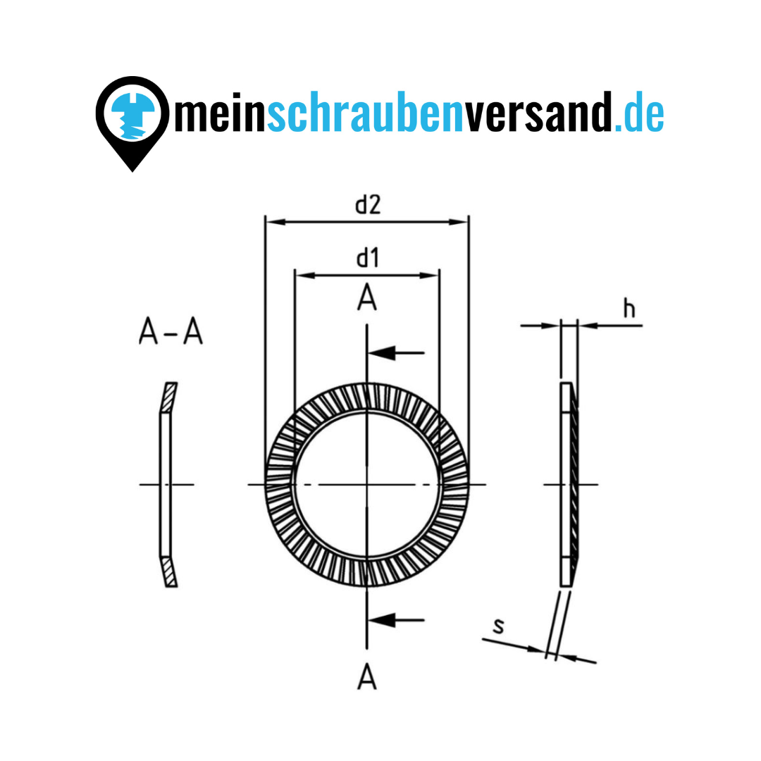 Sicherungsscheiben Form S  Edelstahl A2 V2A Schnorr Scheiben  M4 1000 Stück