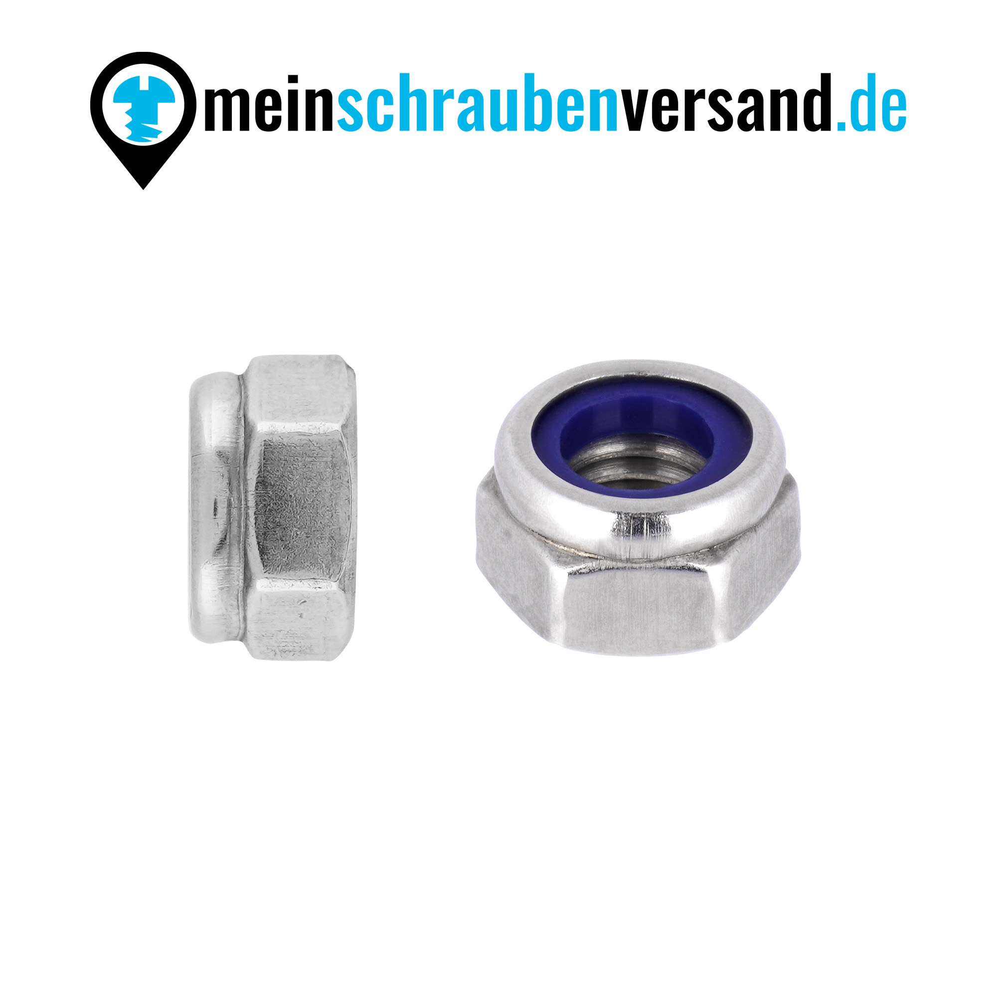 meinschraubenversand.de - Sicherungsmuttern M20 25 Stück DIN 985 (selbstsichernd, niedrige Form) M3 - M20 - Edelstahlmuttern - Stoppmuttern - Sechskantmuttern - A2 V2A rostfreier Edelstahl