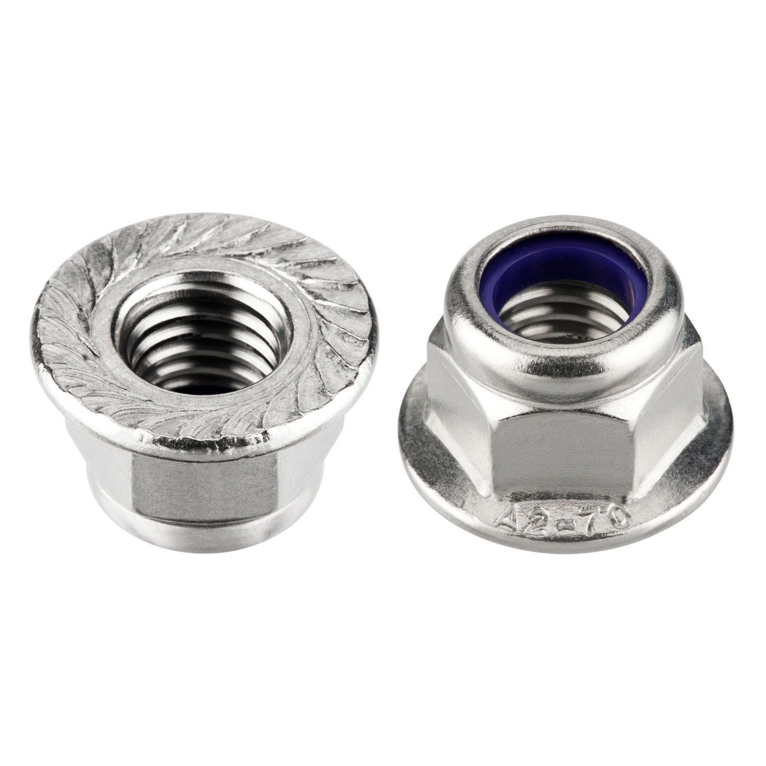 Flanschmuttern (selbstsichernd mit Sperrverzahnung) nach DIN 6926 - Sicherungsmuttern A2 V2A rostfreier Edelstahl mit Polyamid-Klemmteil - UKV M5 100