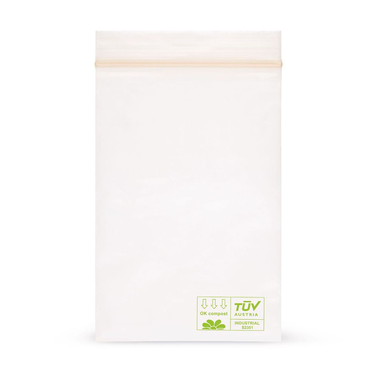 Biologisch abbaubare Druckverschlussbeutel ohne Beschriftungsstreifen PLA 50 mµ 100 x 150 mm 100 Stück