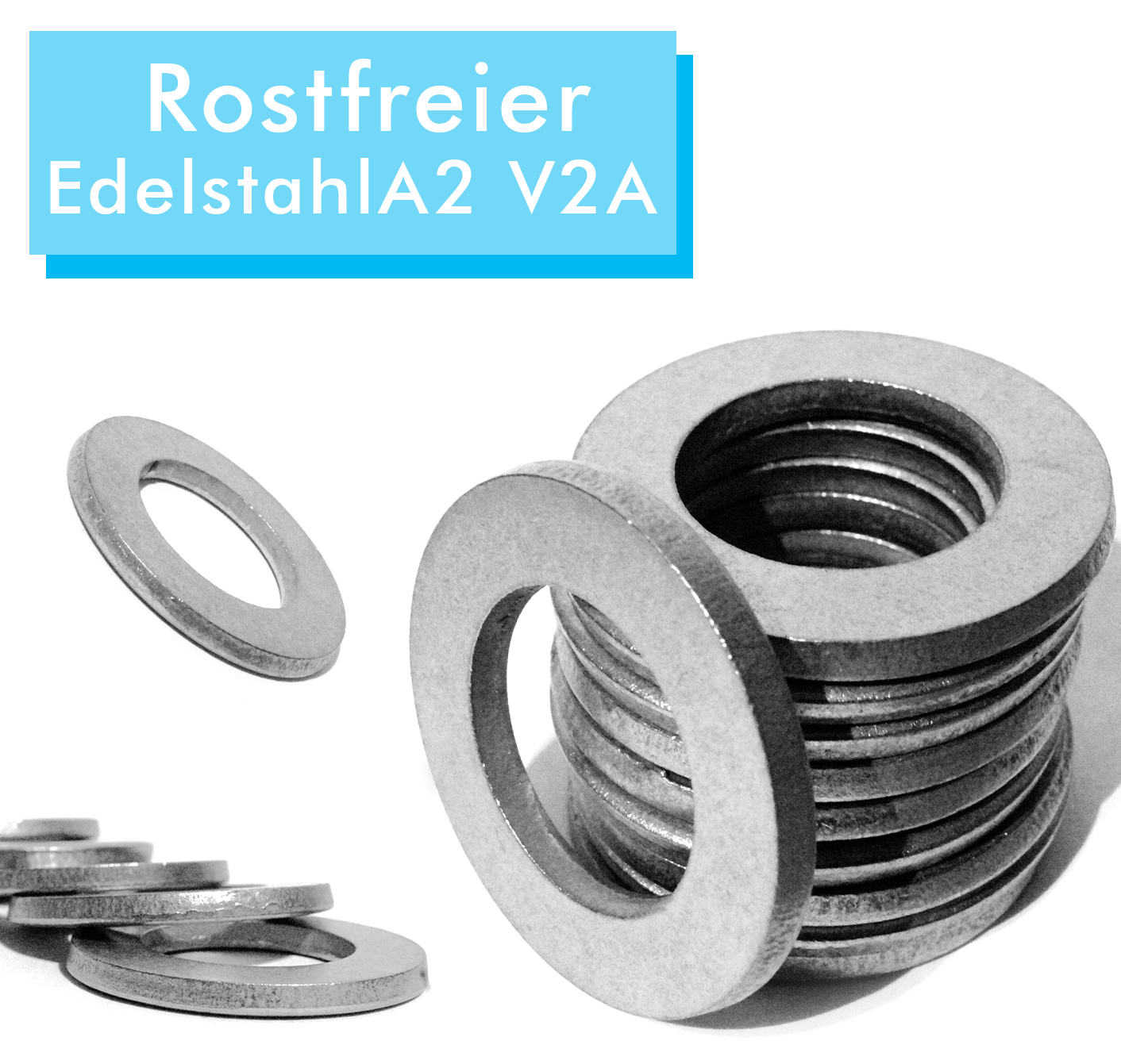 Unterlegscheiben Form A (standard) DIN 125 Beilagscheiben A2 V2A Edelstahlscheiben M16 200