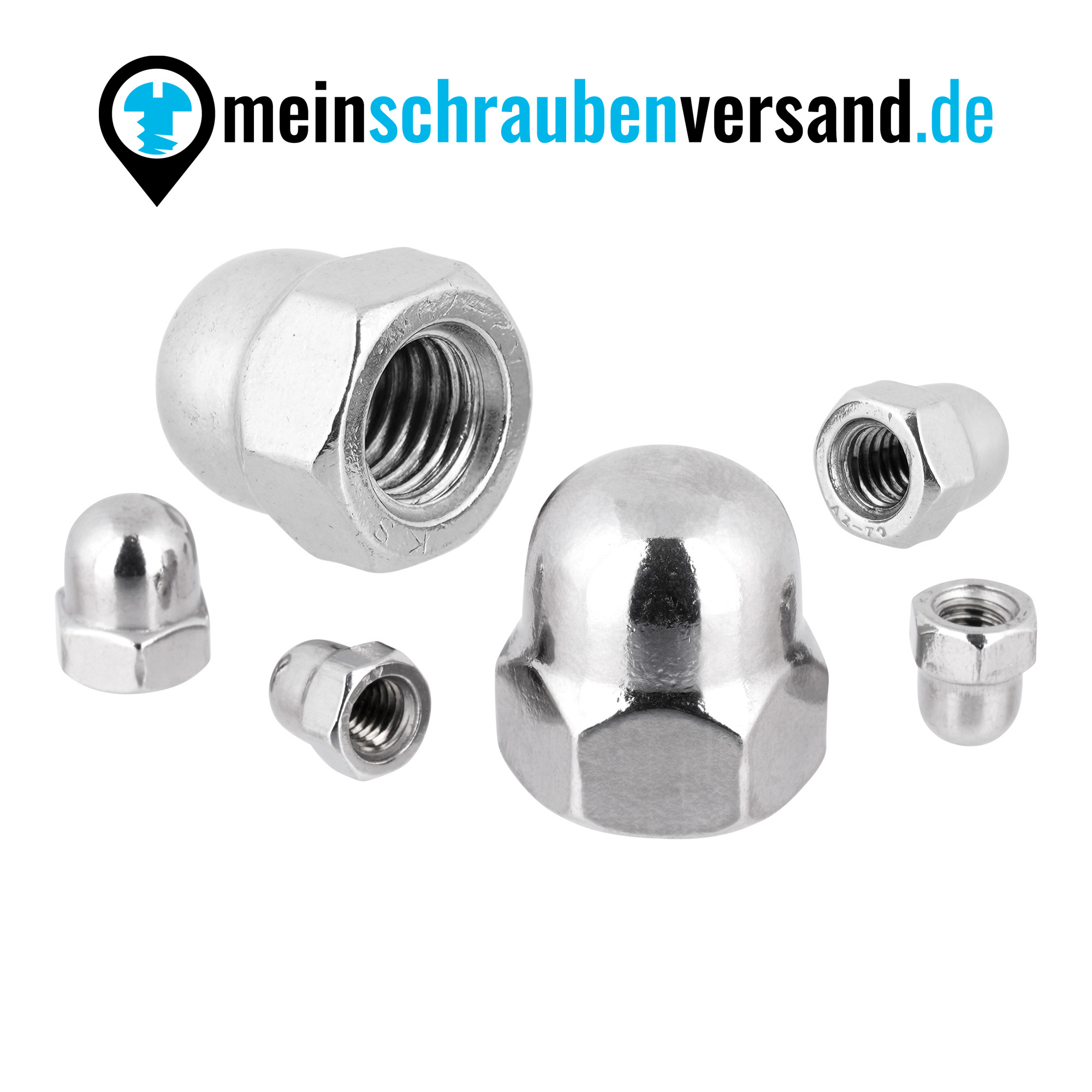 Hutmuttern Sechskant M6 hohe Form DIN 1587 Edelstahlmuttern A2 Kappenmuttern Sechskantmuttern cap nuts M6 25 Stück