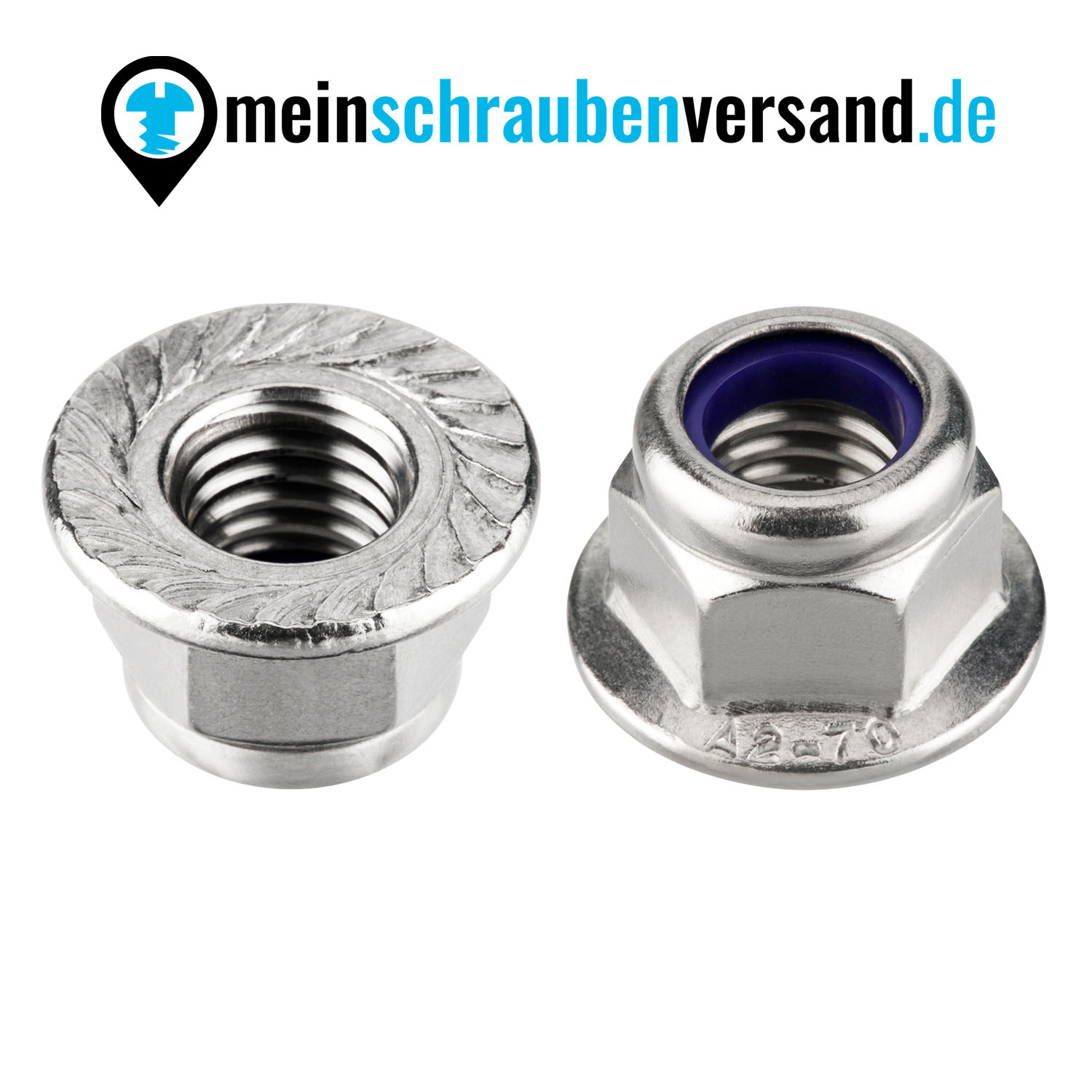 Flanschmuttern (selbstsichernd mit Sperrverzahnung) nach DIN 6926 - Sicherungsmuttern A2 V2A rostfreier Edelstahl mit Polyamid-Klemmteil - UKV M5 100