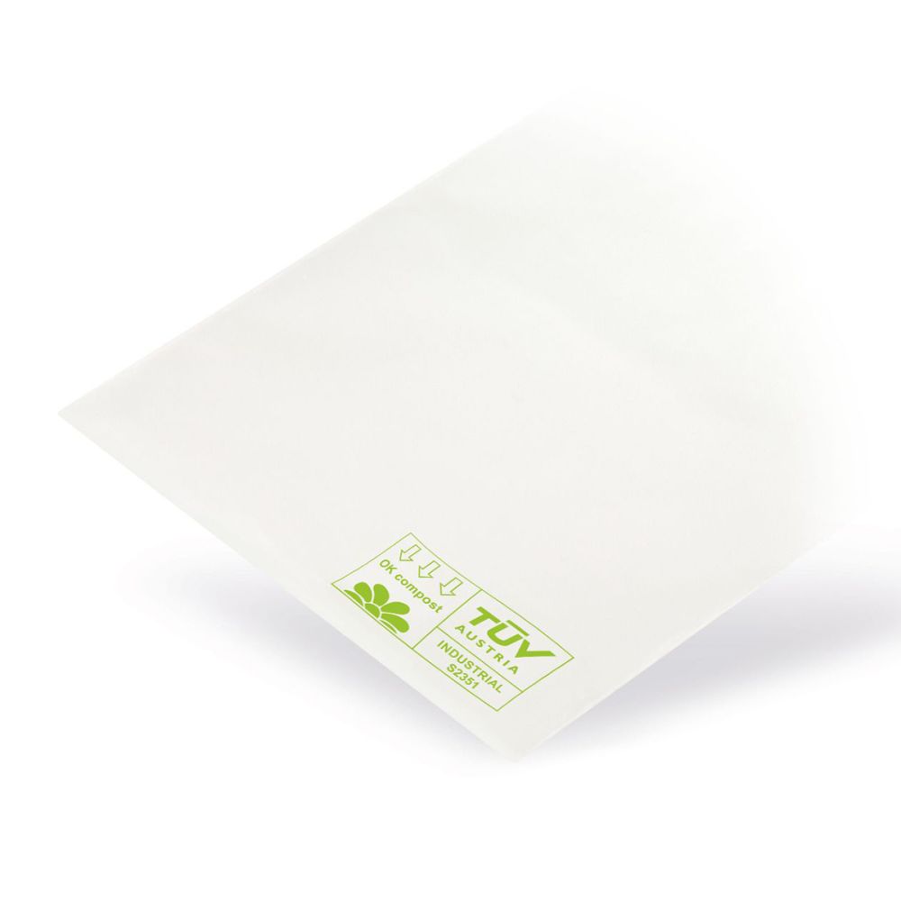 Biologisch abbaubare Druckverschlussbeutel ohne Beschriftungsstreifen PLA 50 mµ