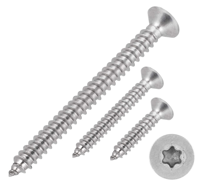 Blechschrauben mit Senkkopf und Innensechsrund 4,2x22 Torx Edelstahl ISO 14586 DIN 7982 Form C (mit Spitze) 4,2 x 22 mm 50 Stück