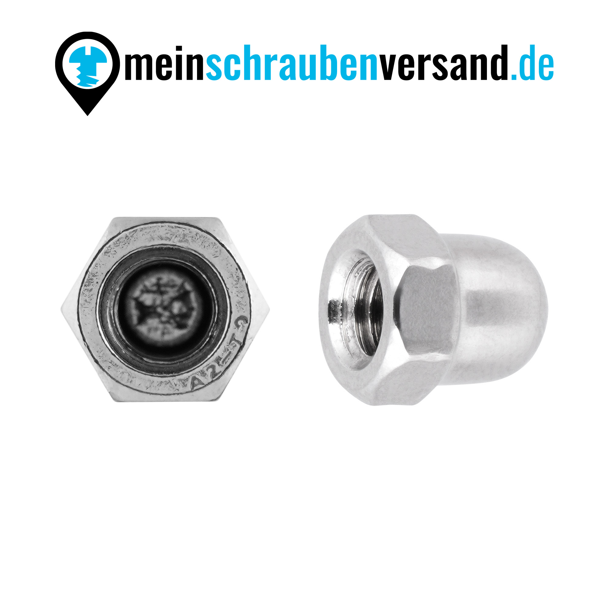 Hutmuttern Sechskant M10 hohe Form DIN 1587 Edelstahlmuttern A2 Kappenmuttern Sechskantmuttern cap nuts M10 50 Stück