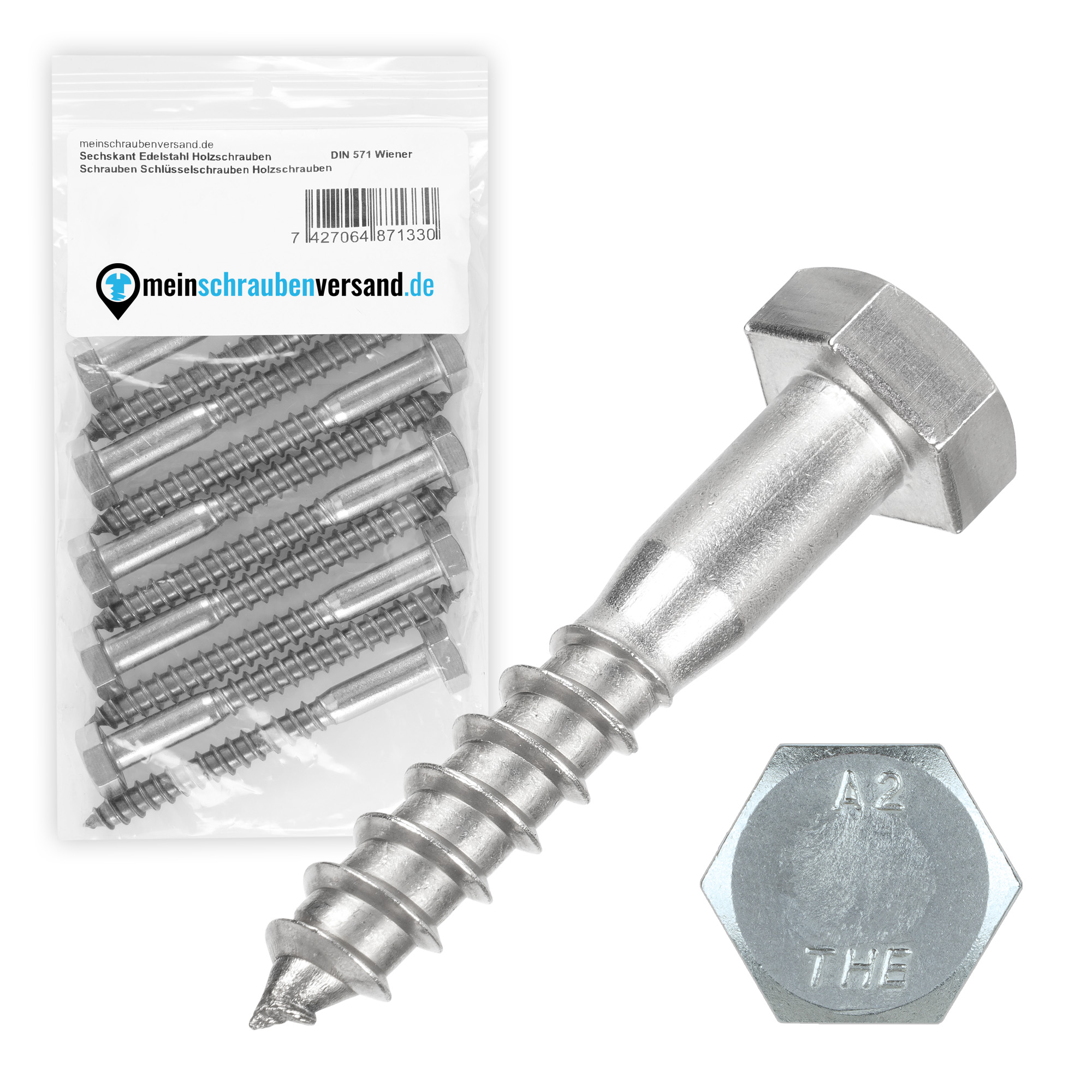 Sechskant Holzschrauben Edelstahl DIN 571 Wiener Schrauben Schlüsselschrauben Holzbauschrauben 10 x 70 mm 10