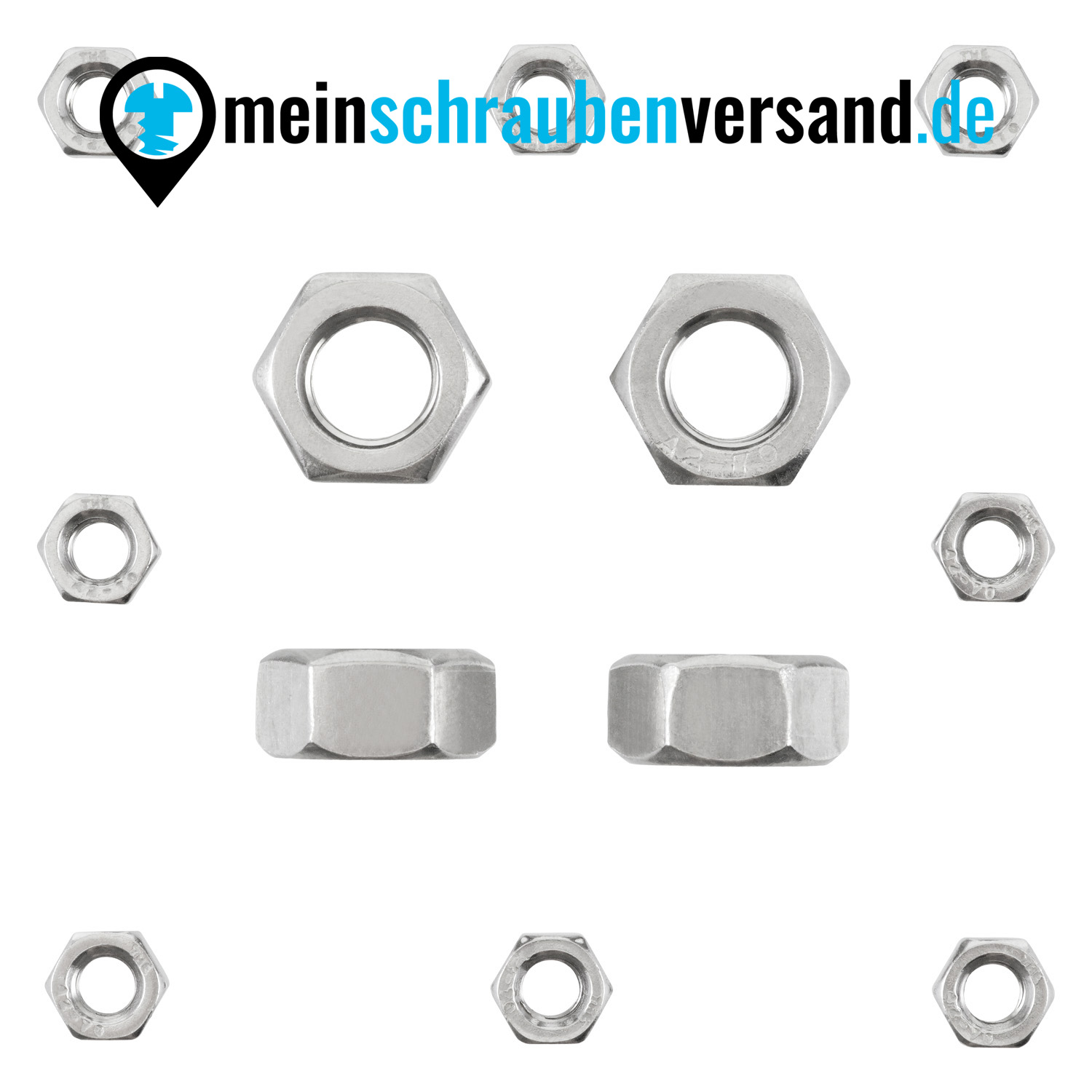 Sechskantmuttern M3 20 Stück DIN 934 (standrad Ausführung) M3 - M12 - ISO 4032 - Edelstahlmuttern - Schraubenmuttern - A2 V2A rostfreier Edelstahl