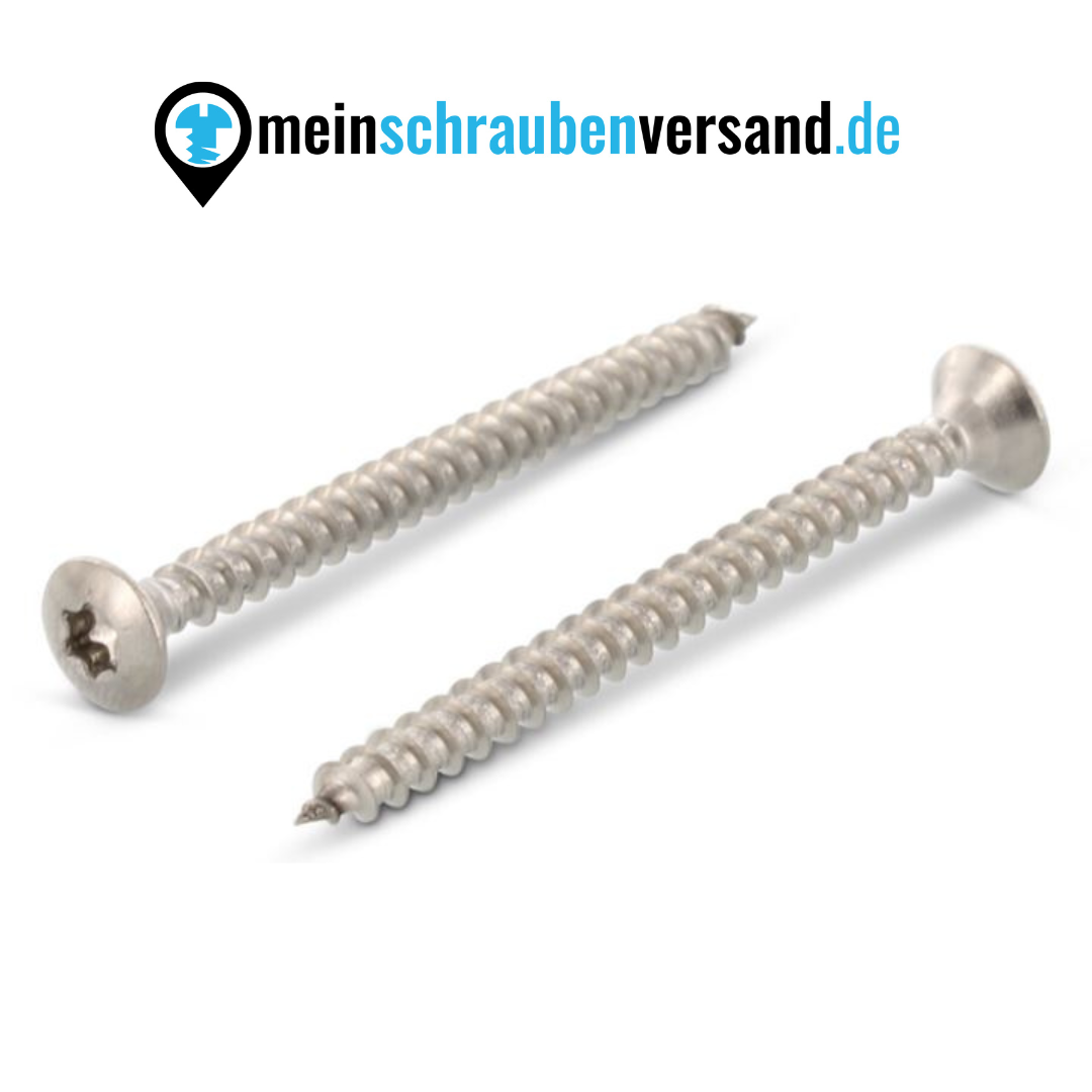Spanplattenschrauben Edelstahl A2 - Holzbauschrauben - Holzschrauben - Rundkopf - Vollgewinde mit verstärktem Kopf 6x90 50