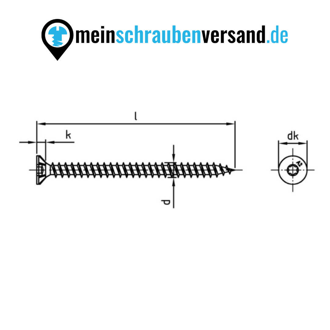 Spanplattenschrauben 5x45 mm 100 Stück Edelstahl A2 - Holzbauschrauben - Holzschrauben - Senkkopf - Vollgewinde mit verstärktem Kopf