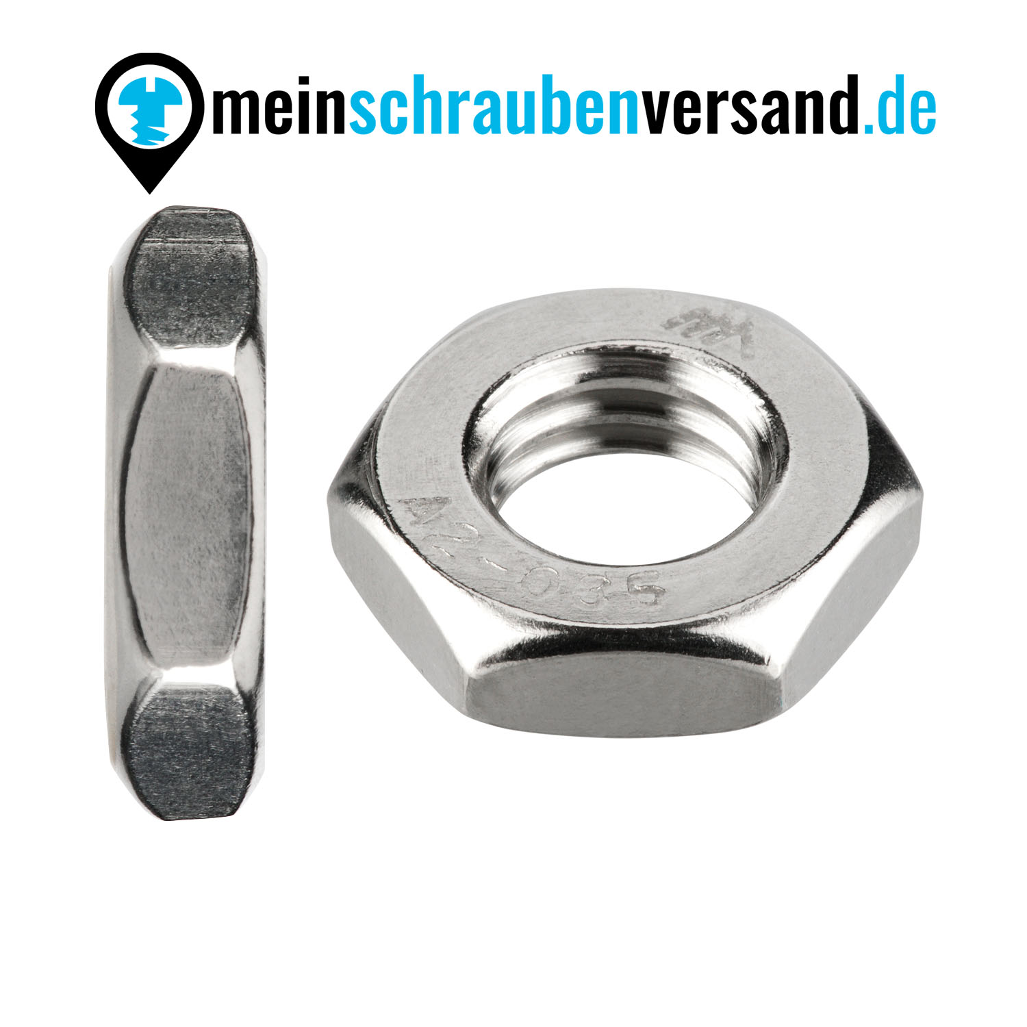 Sechskantmuttern (niedrige Form, mit Fase) M10 nach DIN 439 / ISO 4035 - Halbmuttern A2 V2A rostfreier Edelstahl - flache Standardmutter - M10 50 Stück