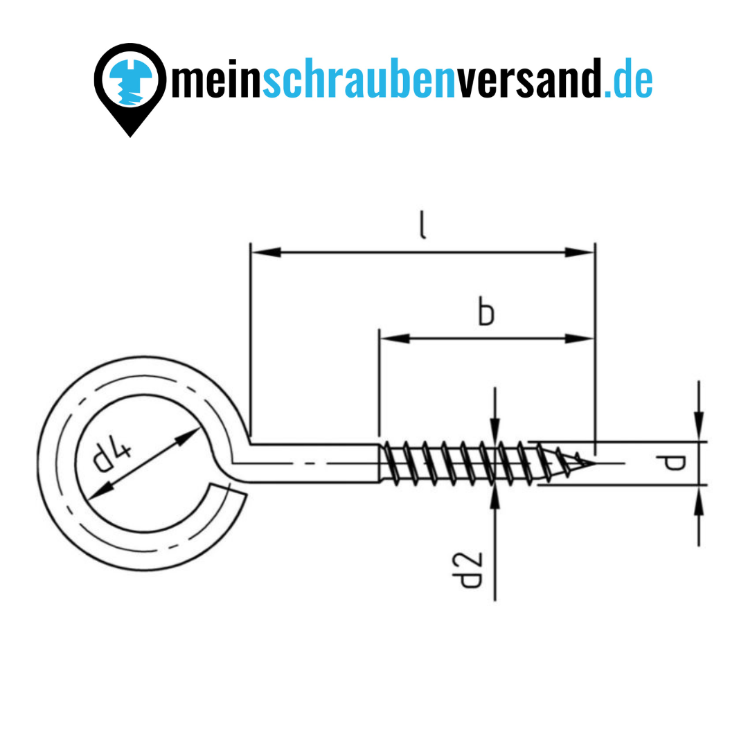 Ösenschrauben mit Holzgewinde 4,4x40 mm 50 Stück Edelstahl A2 Ringschrauben