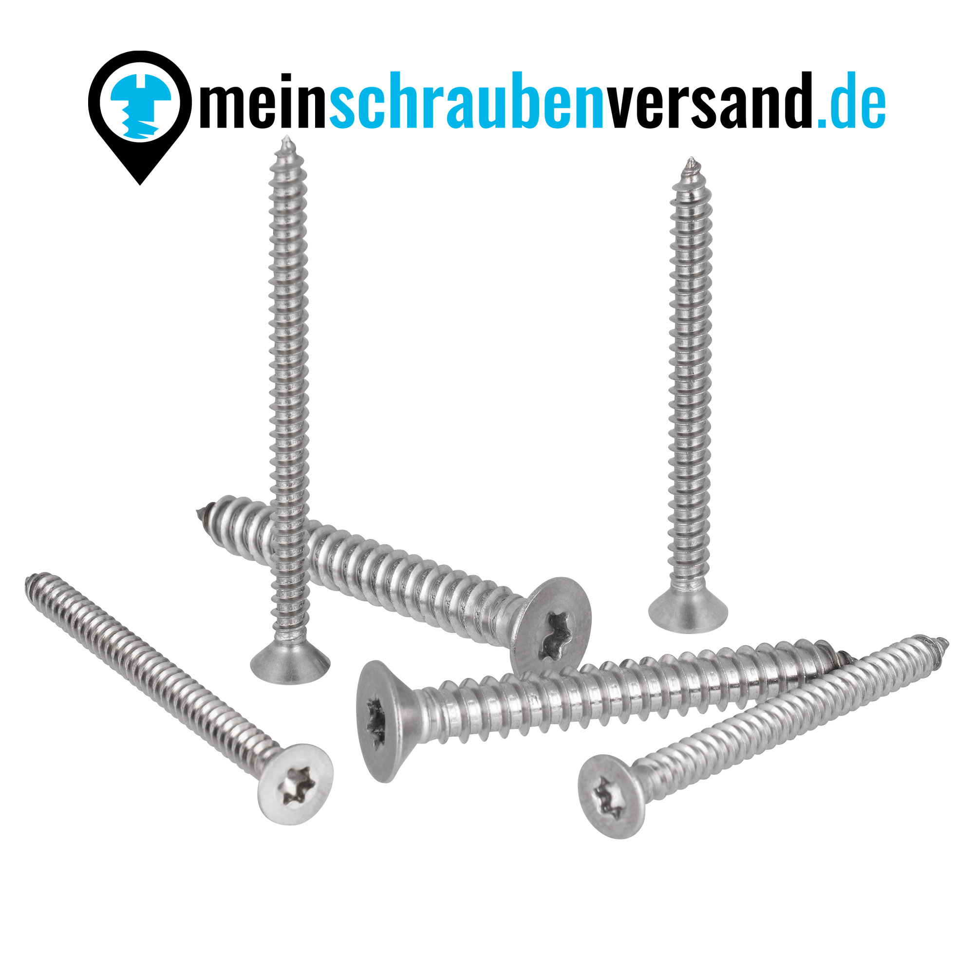 Blechschrauben mit Senkkopf und Innensechsrund 3,5x50 Torx Edelstahl ISO 14586 DIN 7982 Form C (mit Spitze) 3,5 x 50 mm 50 Stück
