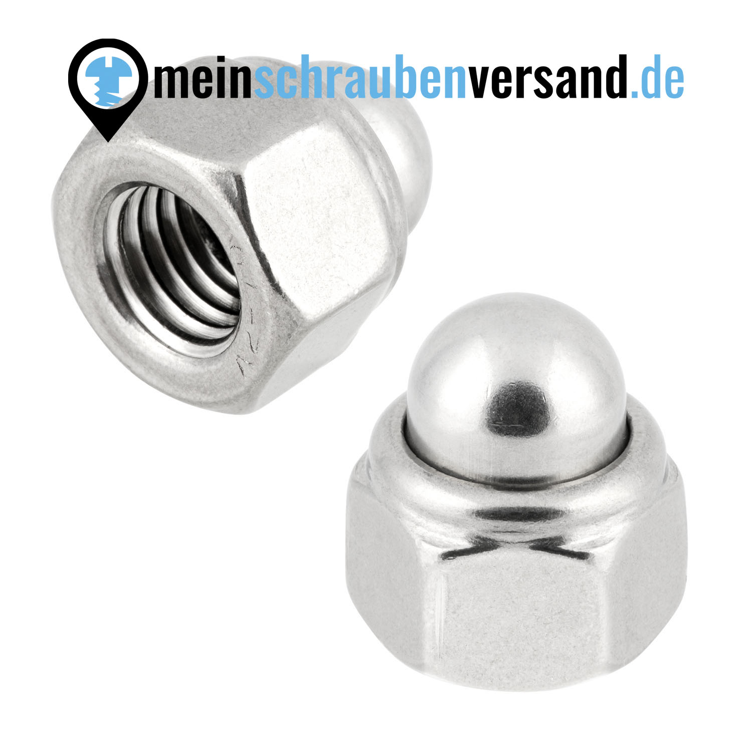 Sechskant Hutmuttern M8 50 Stück DIN 986 (selbstsichernd) M4 - M16 - Stopmuttern - Kappenmuttern A2 V2A rostfreier Edelstahl