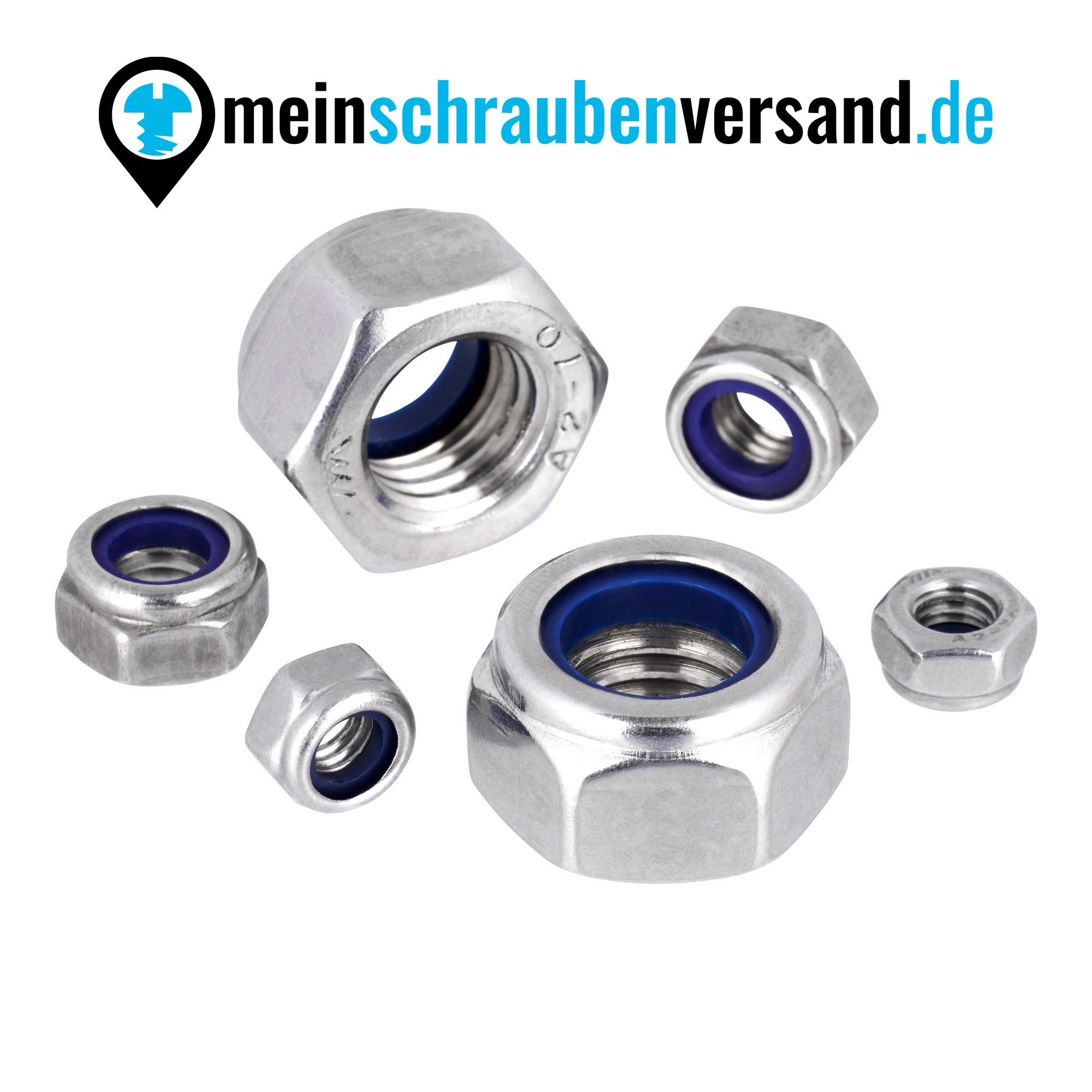 meinschraubenversand.de - Sicherungsmuttern M20 25 Stück DIN 985 (selbstsichernd, niedrige Form) M3 - M20 - Edelstahlmuttern - Stoppmuttern - Sechskantmuttern - A2 V2A rostfreier Edelstahl