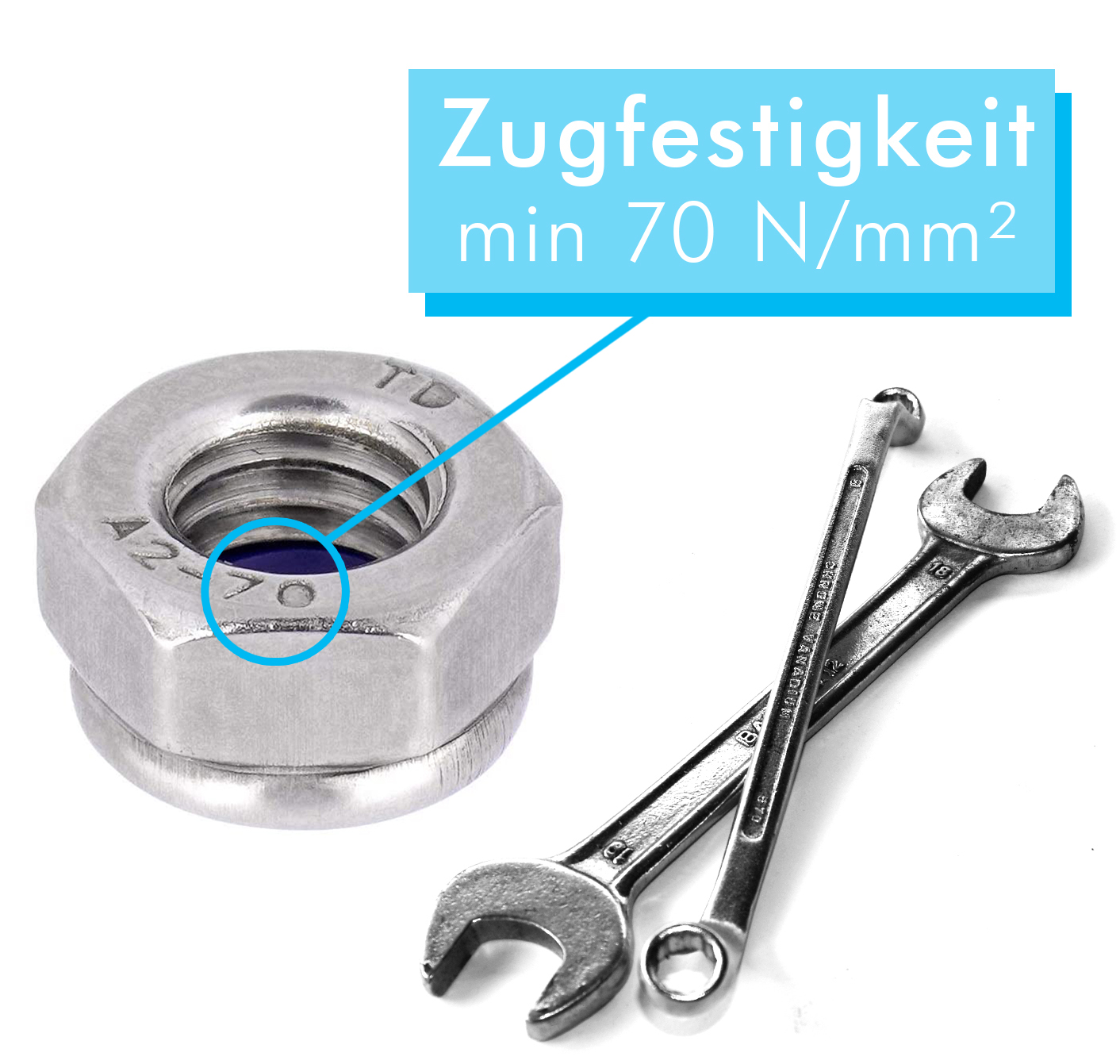 meinschraubenversand.de - Sicherungsmuttern M20 25 Stück DIN 985 (selbstsichernd, niedrige Form) M3 - M20 - Edelstahlmuttern - Stoppmuttern - Sechskantmuttern - A2 V2A rostfreier Edelstahl