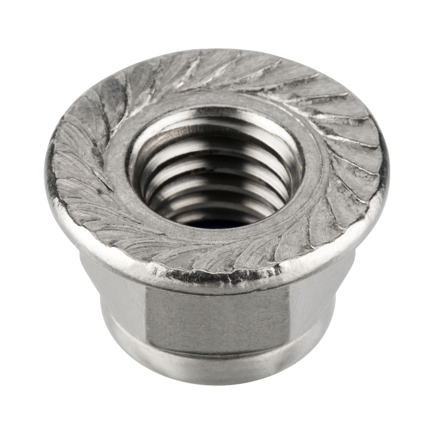 Flanschmuttern (selbstsichernd mit Sperrverzahnung) nach DIN 6926 - Sicherungsmuttern A2 V2A rostfreier Edelstahl mit Polyamid-Klemmteil - UKV M10 100