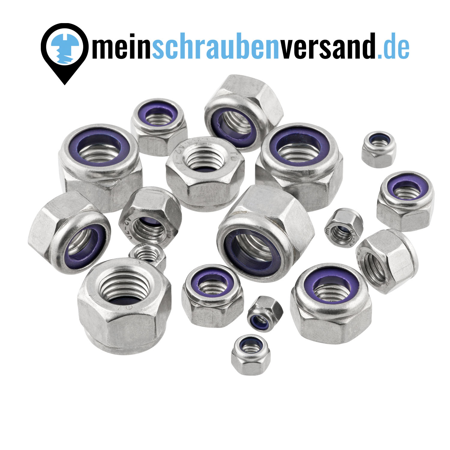 Sicherungsmuttern M5 50 Stück DIN 982 (selbstsichernd, hohe Form) M4 - M16 - Stopmuttern - Kappenmuttern - Sechskantmuttern A2 V2A rostfreier Edelstahl
