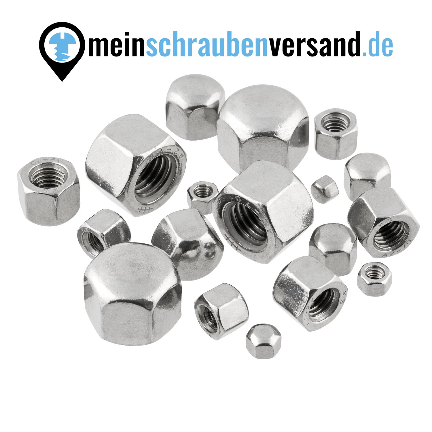 Sechskant Hutmuttern M12 50 Stück DIN 917 (niedrige Form) M3 - M18 - Kappenmuttern - A2 V2A rostfreier Edelstahl
