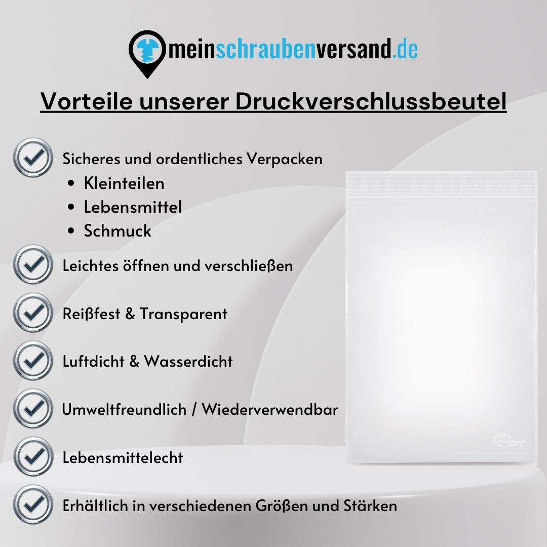 LDPE-Druckverschlussbeutel 50 µ 85 x 180 mm 100 Stück