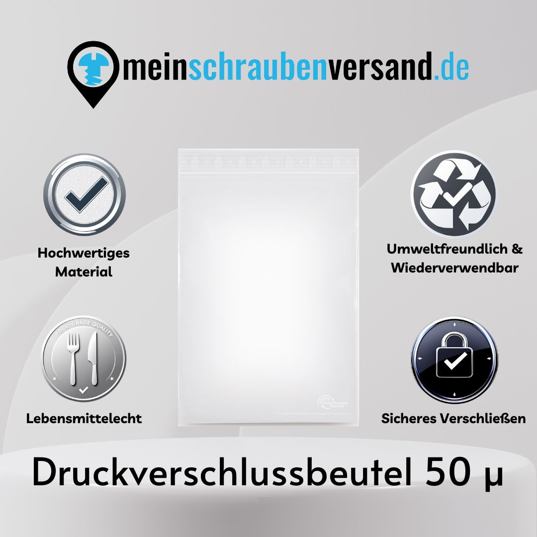 LDPE-Druckverschlussbeutel 50 µ 85 x 180 mm 100 Stück