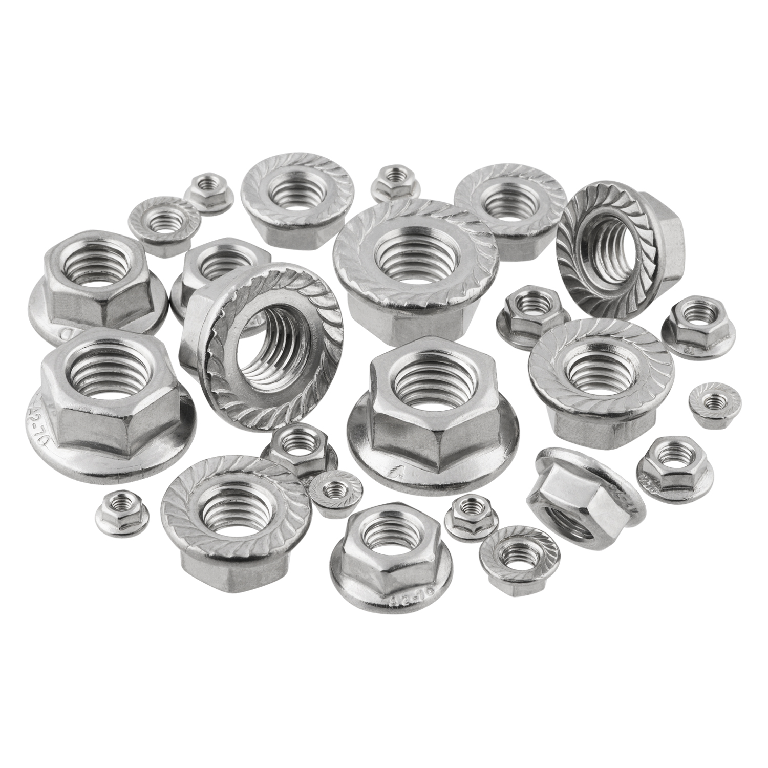 Flanschmuttern DIN 6923 (Sperrverzahnung - UKV) M3 - M16 - Edelstahlmuttern - Sperrzahnmuttern - Sechskantmuttern - Flansch - A2 V2A rostfreier Edelstahl M4 100