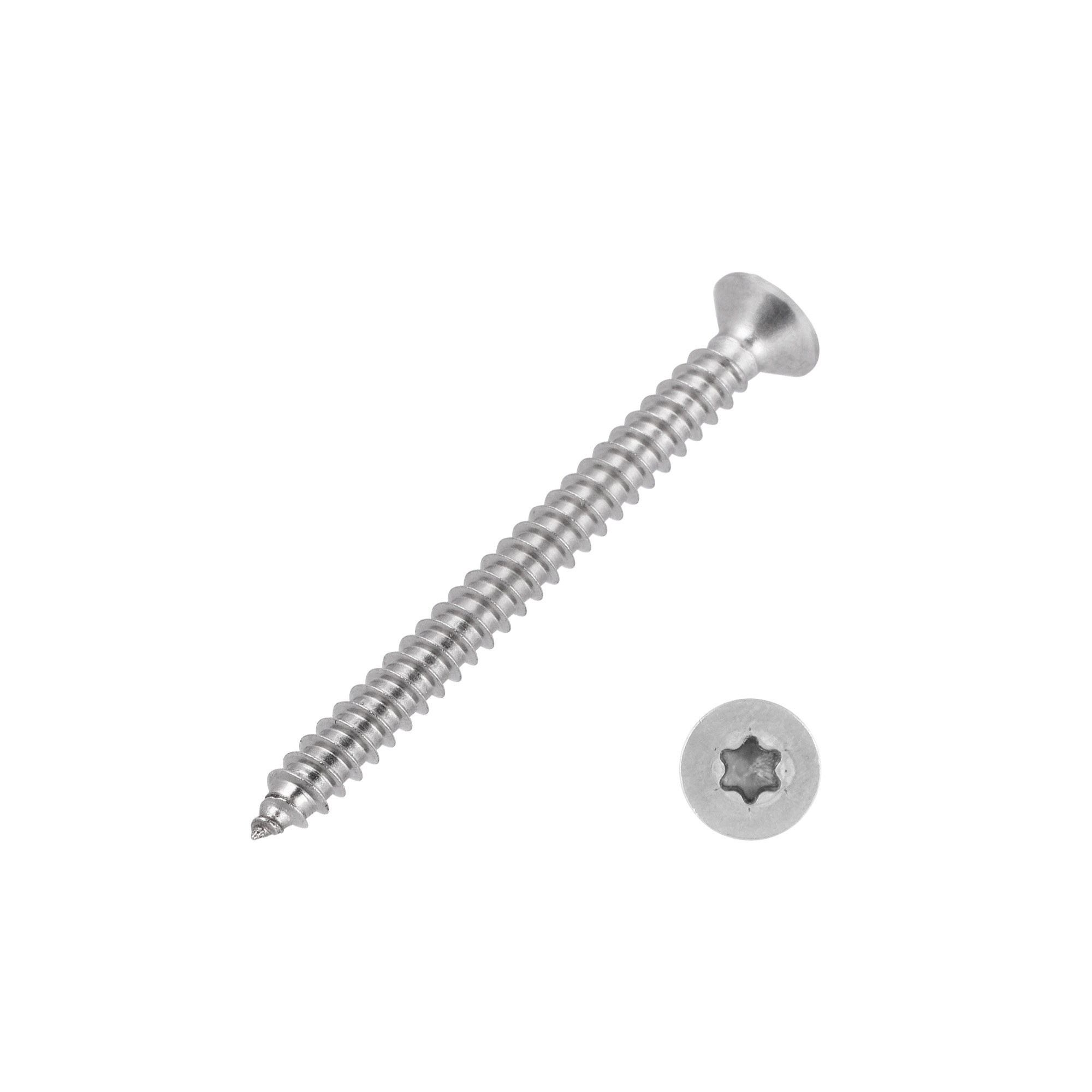 Blechschrauben mit Senkkopf und Innensechsrund 4,8x38 Torx Edelstahl ISO 14586 DIN 7982 Form C (mit Spitze) 4,8 x 38 mm 100 Stück