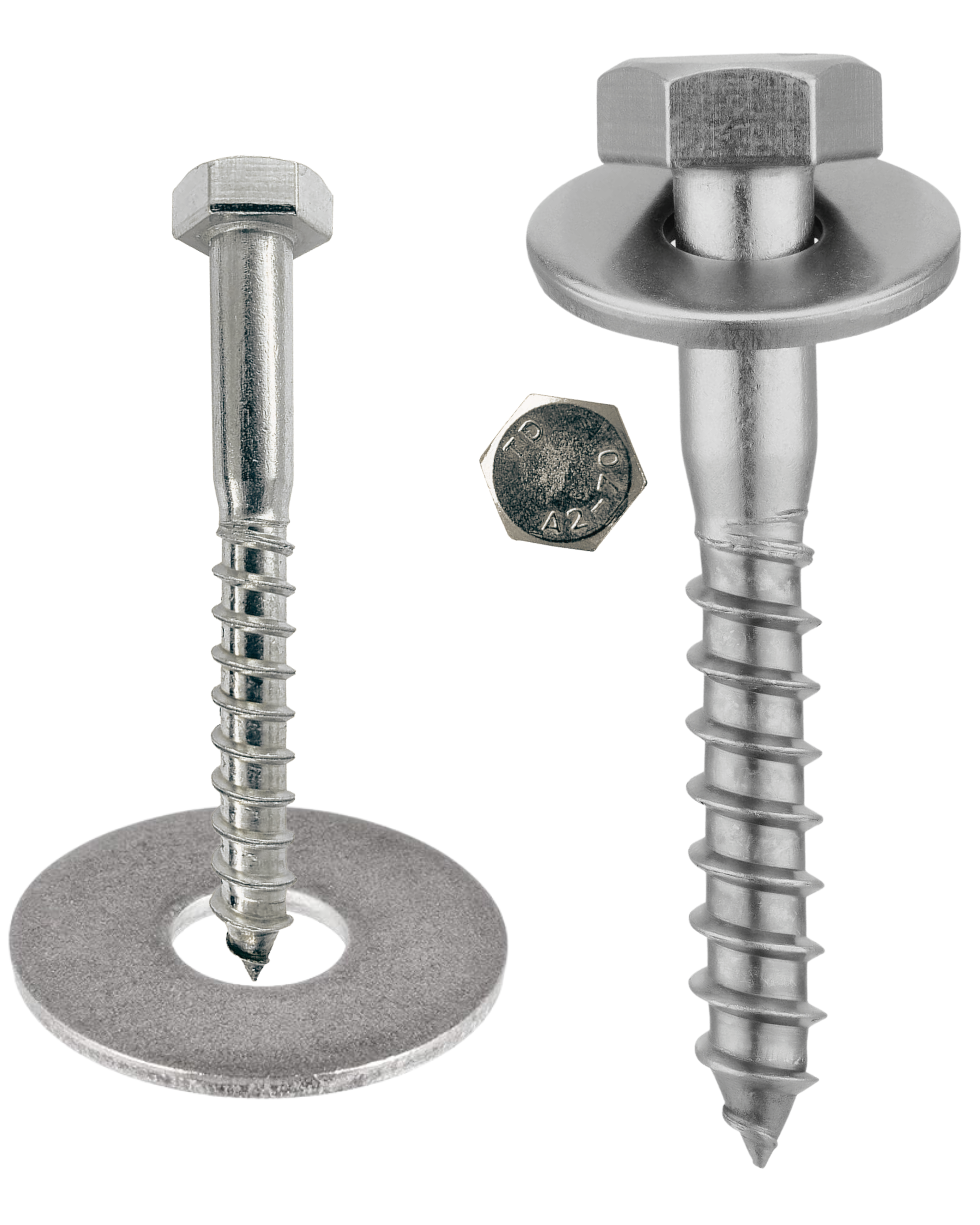 meinschraubenversand.de - Sechskant Holzschrauben mit Unterlegscheiben - DIN 571 + DIN 9021 - rostfreier Edelstahl A2 V2A - 6 x 45 mm-25 Stück