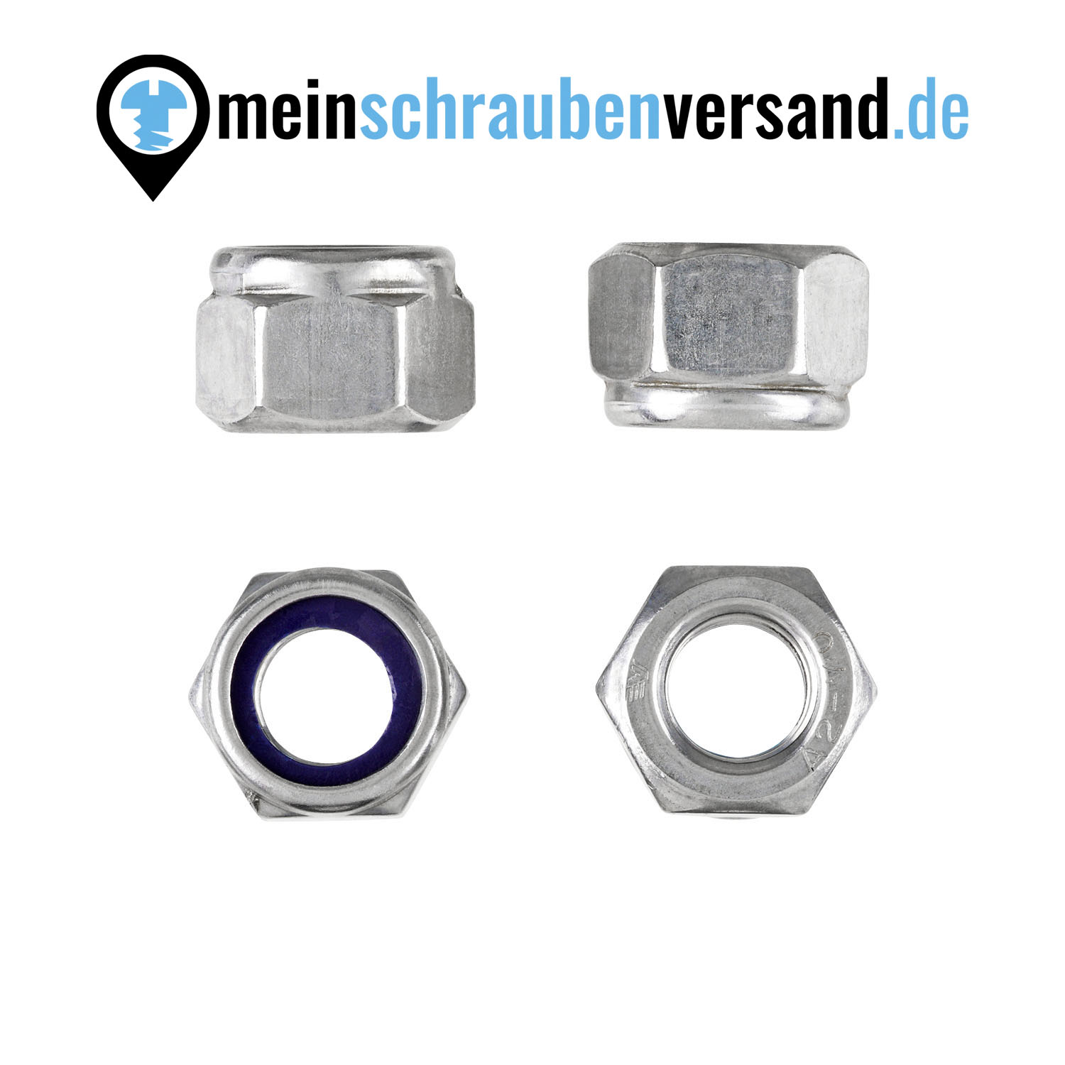 Sicherungsmuttern M5 50 Stück DIN 982 (selbstsichernd, hohe Form) M4 - M16 - Stopmuttern - Kappenmuttern - Sechskantmuttern A2 V2A rostfreier Edelstahl